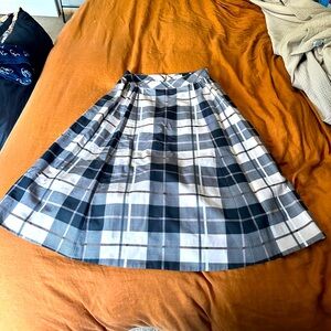 Kate Spade Blue and White Plaid Midi Skirt